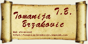 Tomanija Brzaković vizit kartica